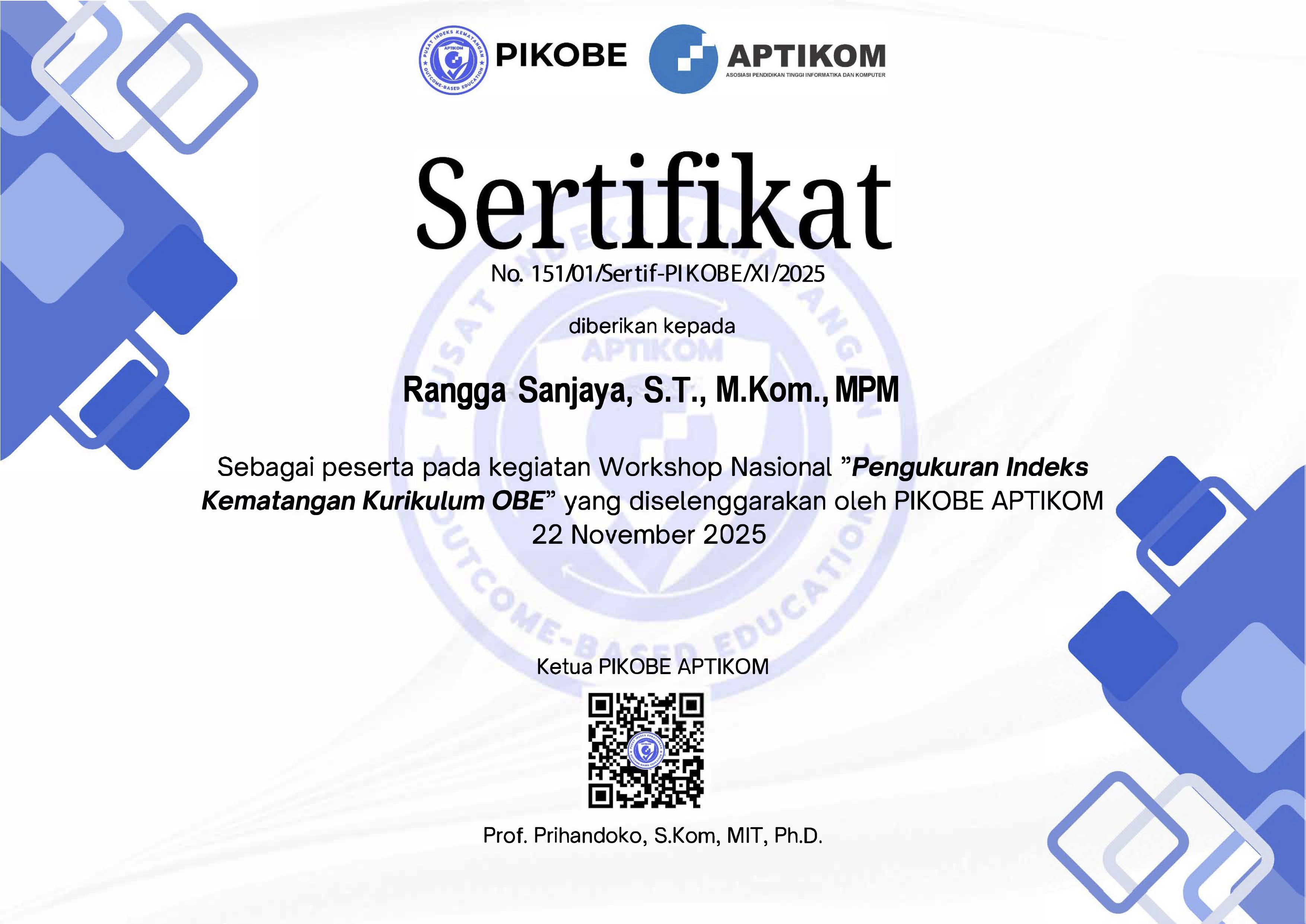 Pengukuran lndeks Kematangan Kurikulum OBE