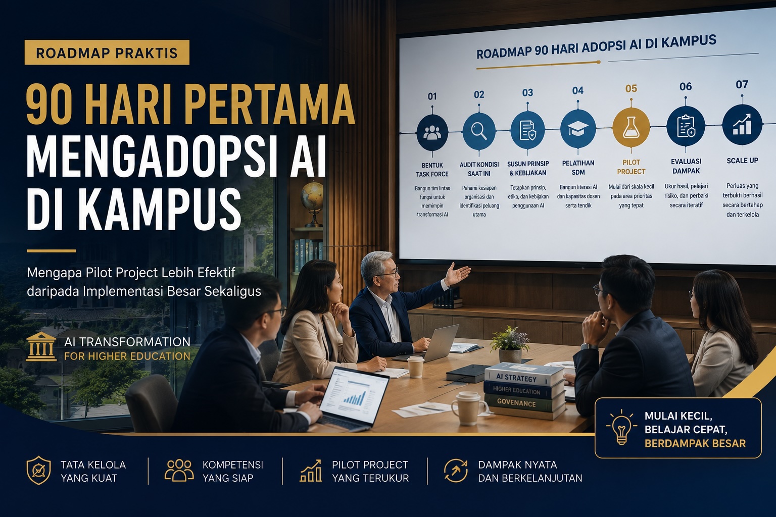 90 Hari Pertama Mengadopsi AI di Kampus: Mengapa Pilot Project Lebih Efektif daripada Implementasi Besar Sekaligus?